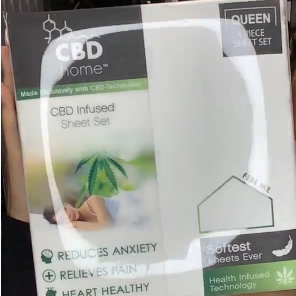 New C B D Brand INFUSED White Queen Size Sheet Set Reduce Anxiety & Pain